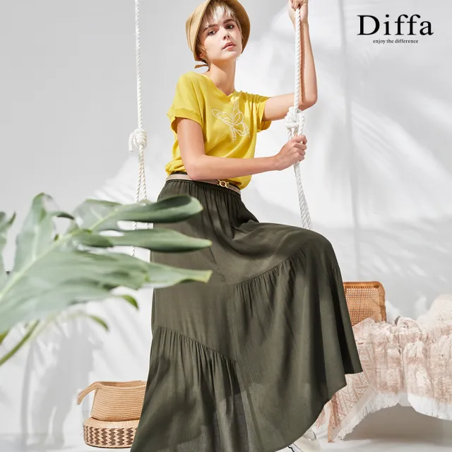 【Diffa】美型剪裁蛋糕長裙-女