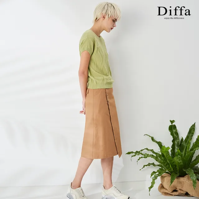 【Diffa】玫瑰緹花連袖針織衫-女