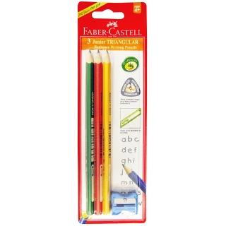 【Faber-Castell】德國輝柏 2B 大三角鉛筆3入+筆削(兒童 禮物 文具)