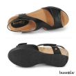 【bussola】Nice 簡約質感羊皮低跟楔型涼鞋(黑色)