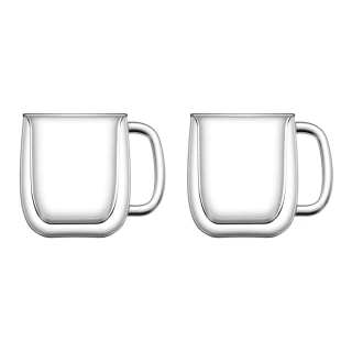 【SADOMAIN 仙德曼】雙層玻璃咖啡馬克杯350ml-2入組(咖啡杯/對杯組)