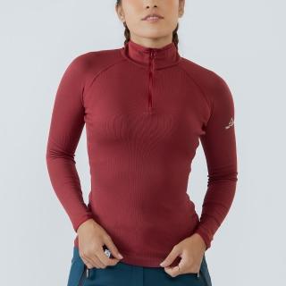 【TAKODA】Maka 套頭拉鍊刷毛保暖衣 女款 暗紅(刷毛保暖/吸濕排汗/抗菌抑臭)