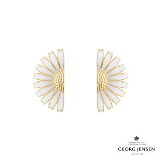 【Georg Jensen 官方旗艦店】DAISY 耳環(18K黃金電鍍純銀 白瓷琺瑯 耳環)