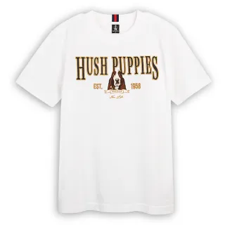 【Hush Puppies】男裝 上衣 經典品牌立體刺繡狗短袖上衣(白色 / 43110110)