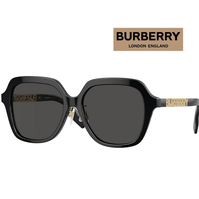 BURBERRY 巴寶莉 亞洲版 時尚太陽眼鏡 立體品牌logo設計 BE4389F 300187 黑框抗UV深灰鏡片 公司貨