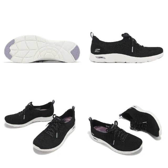 【SKECHERS】休閒鞋 Arch Fit Refine-Freesia 女鞋 黑 紫 輕量 避震 健走鞋(104542-BKPR)