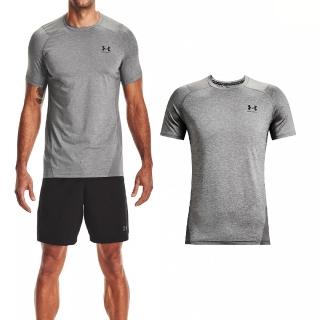 【UNDER ARMOUR】短袖 HG Armour Tee 男款 灰 黑 輕量 親膚 速乾 運動 跑步 短T UA(1361683090)