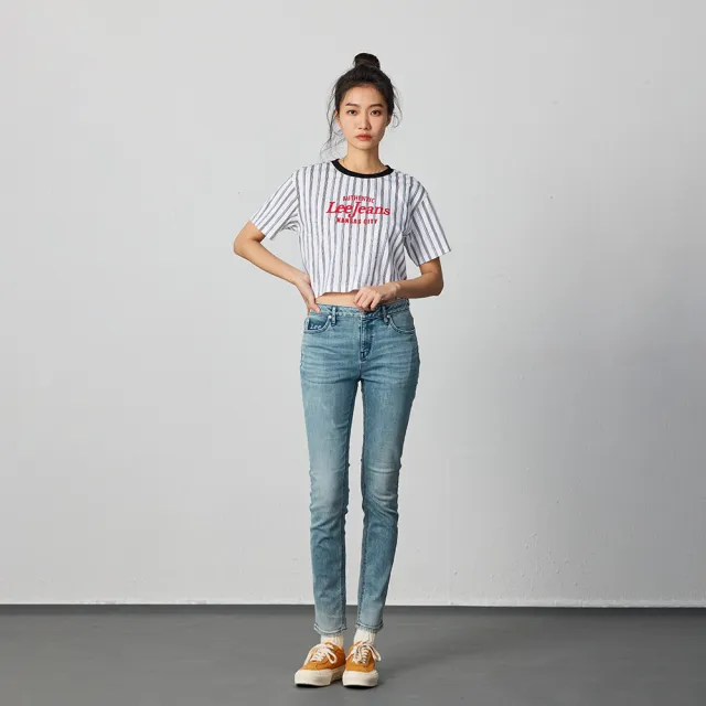 【Lee】女裝 牛仔褲 / 433 高腰修身窄管 中淺藍洗水(LB417051847)