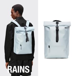 【RAINS官方直營】Rolltop Rucksack W3 經典防水捲蓋後揹包(Wind和風藍)