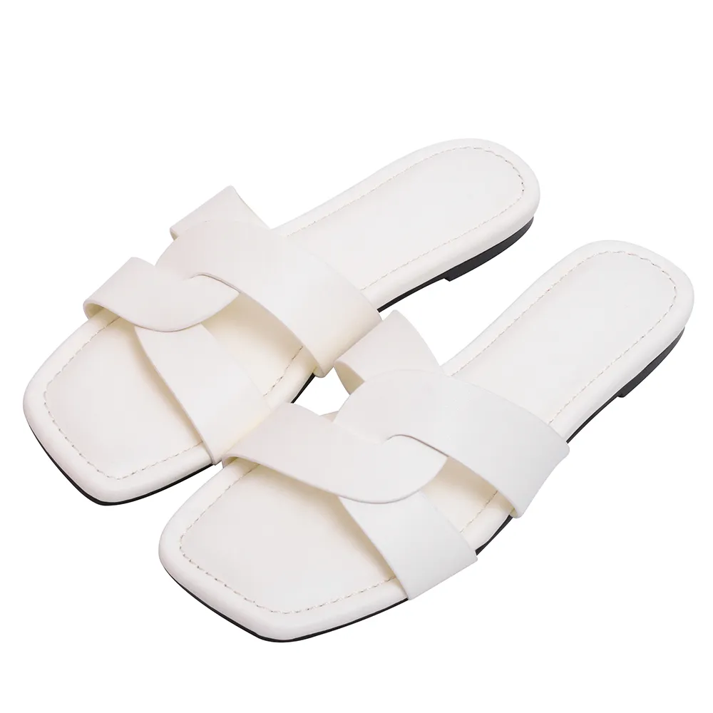【Ann’S】ANNSTAR MEIMEI聯名-法式優雅弧線造型平底涼拖鞋-版型偏小(白)