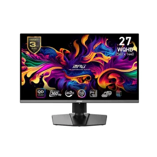 【MSI 微星】MPG 271QRX QD-OLED 27型 WQHD 360Hz 電競顯示器(0.03ms/ClearMR 13000/HDR400)