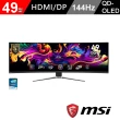 【MSI 微星】MPG 491CQP QD-OLED 49型 DQHD 144Hz 電競曲面顯示器(0.03ms/ClearMR 8000/HDR400/1800R)
