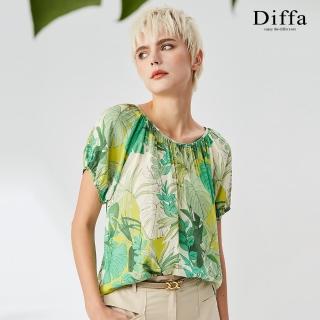 【Diffa】綠花拉克蘭袖設計上衣-女
