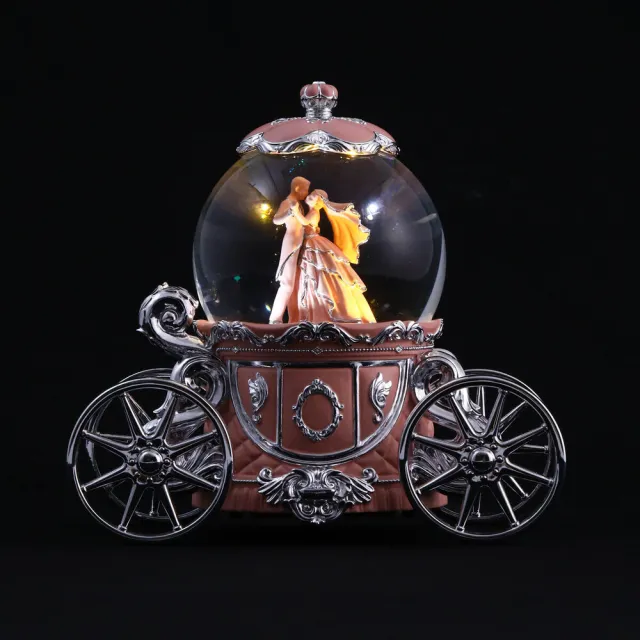 【JARLL 讚爾藝術】銀粉愛情圓舞曲 水晶球音樂盒(燈光效果 結婚禮物 婚禮小物)