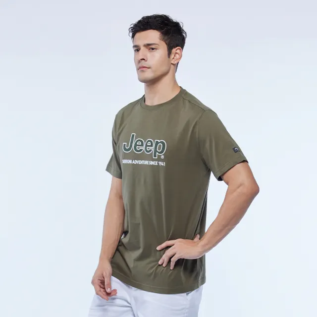 【JEEP】男裝 經典品牌LOGO短袖T恤(橄欖綠)
