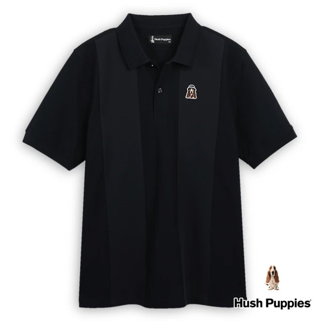 【Hush Puppies】男裝 POLO衫 拼接花襯衫漁夫帽狗短袖POLO衫(丈青 / 43101106)