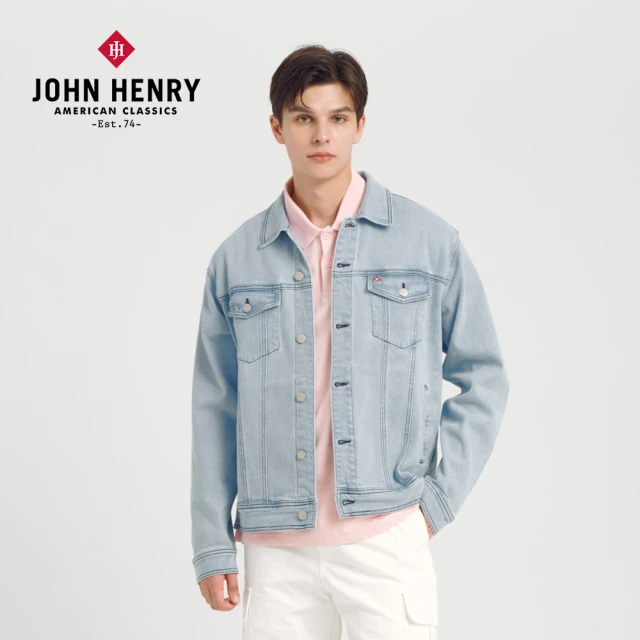 JOHN HENRY logo經典休閒牛仔外套-淺藍