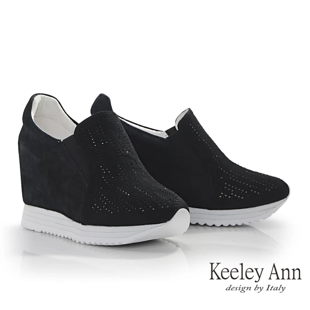 Keeley Ann 沖孔水鑽內增高休閒鞋(黑色426822610-Ann系列)
