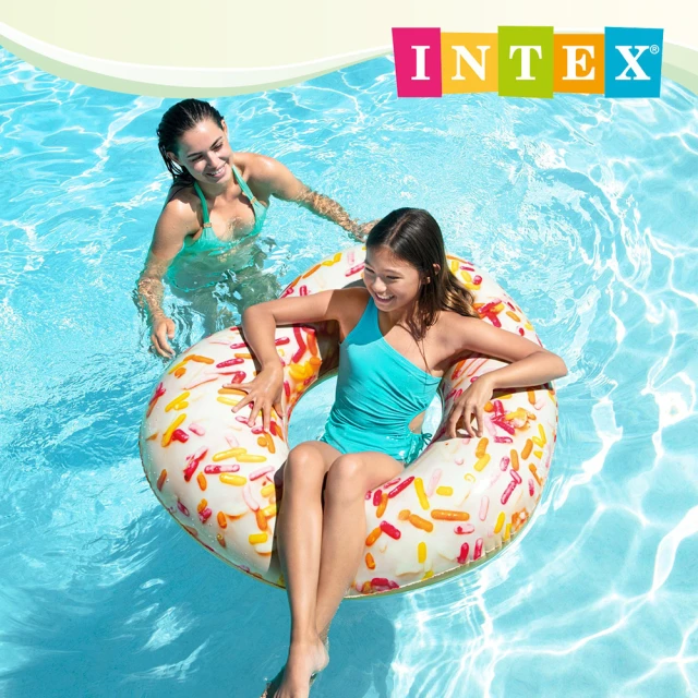 INTEX 永恆花紋帶扶手游泳圈直徑114cm 適9歲+ 3
