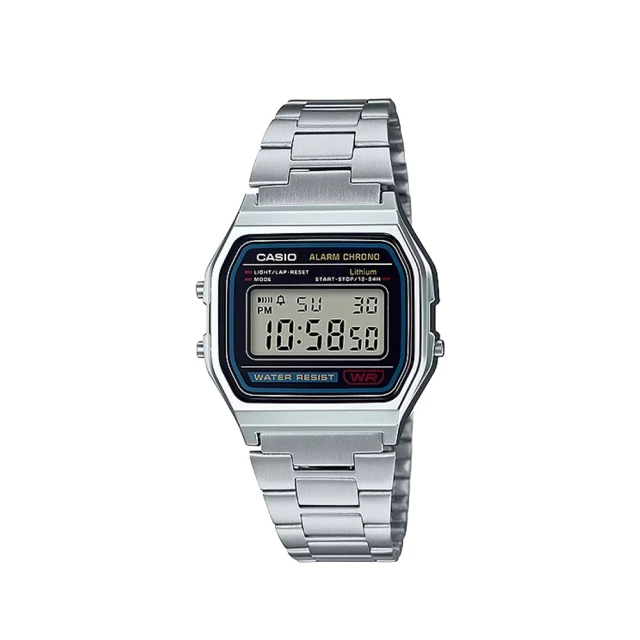 CASIO 卡西歐 復古風潮數位電子不鏽鋼米蘭腕錶/黑(A1
