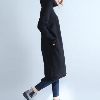 【LANNI 藍尼】現貨 純色寬立領長版連衣裙(外套/秋冬/上衣/售完不補)