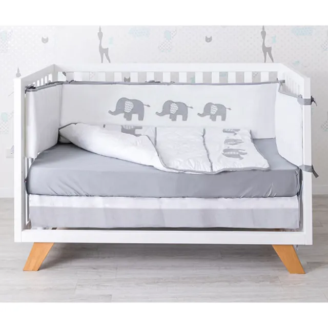 【Lebaby 樂寶貝】Lisbon里斯本三合一嬰兒床＋高密度支撐棉床墊＋寢具五件組(嬰兒床/成長床/美式小沙發)