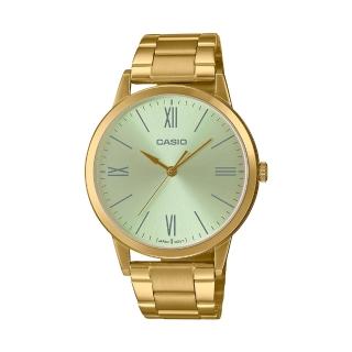 【CASIO 卡西歐】MTP-E600G 流線型 精緻時尚 羅馬數字 腕錶 手錶 41mm(復古錶帶)