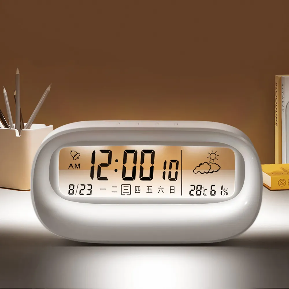 【挪威森林】透明顯示夜光小鬧鐘-充電升級版(時鐘 日曆 星期 天氣 溫濕度 正倒計時)