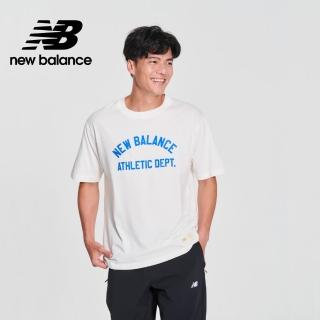 【NEW BALANCE】NB 撞色標語短袖上衣 男性 白色 MT41514SST(美版 版型偏大)