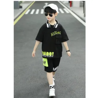 【小衣衫童裝】中大男童螢光亮色短袖短褲七分褲套裝(1130315)