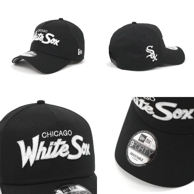 【NEW ERA】棒球帽 AF Script MLB 黑白 940帽型 可調式帽圍 芝加哥白襪 CWS 老帽 帽子(NE60350768)