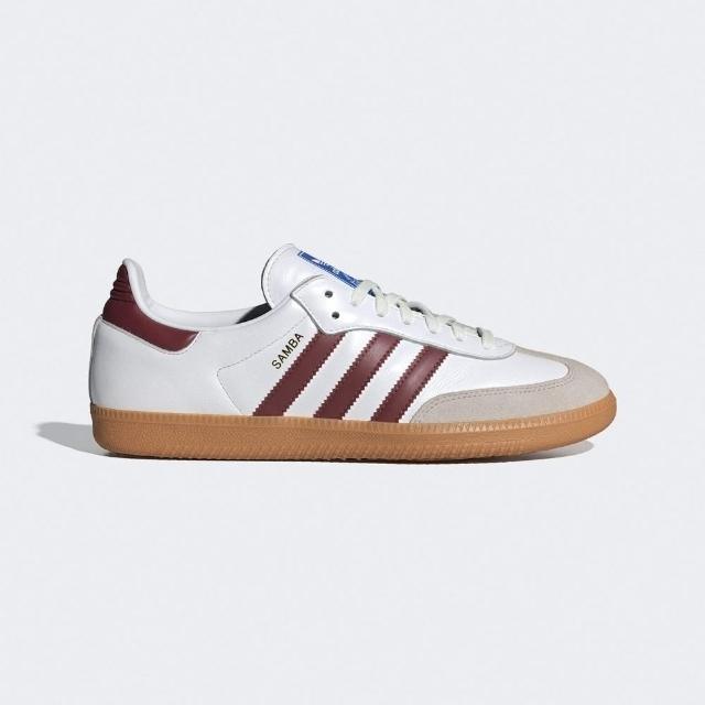 【adidas 愛迪達】Samba OG 男女 休閒鞋 經典 復古 德訓鞋 皮革 膠底 流行 穿搭 白 酒紅(IF3813)