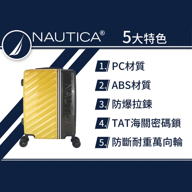 【NAUTICA】超值組24吋跳色經典萬向輪行李箱 送後背包(航空登機箱 拉桿旅行箱 商務辦公 旅遊渡假首選)
