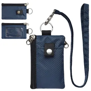 【GoPeaks】高機能便攜RFID防盜刷拉鍊零錢包/證件卡夾 深藍