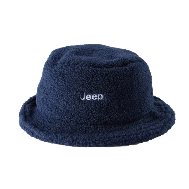 【JEEP】經典LOGO素面羔羊毛漁夫帽(深藍)