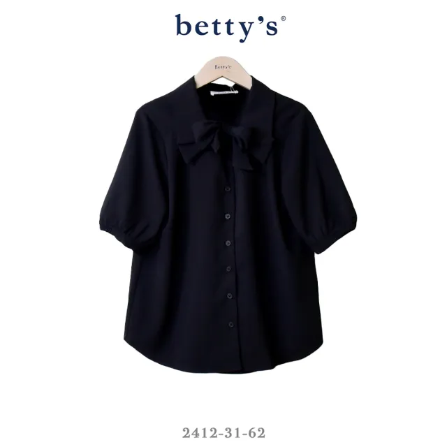 【betty’s 貝蒂思】領口蝴蝶結雪紡短袖襯衫(共二色)