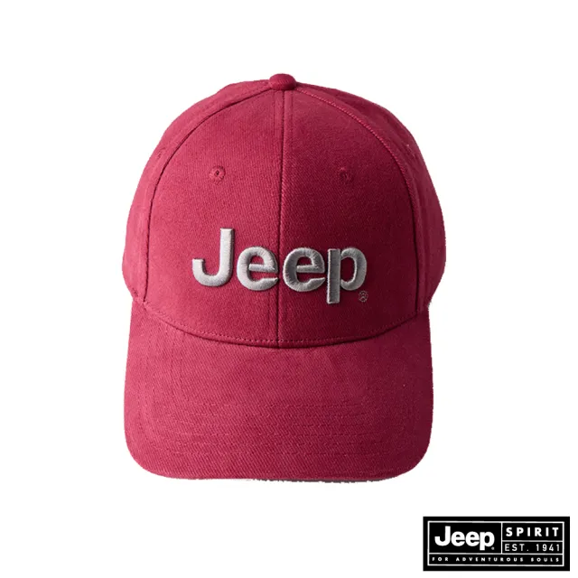 【JEEP】經典品牌LOGO刺繡棒球帽(紅色)