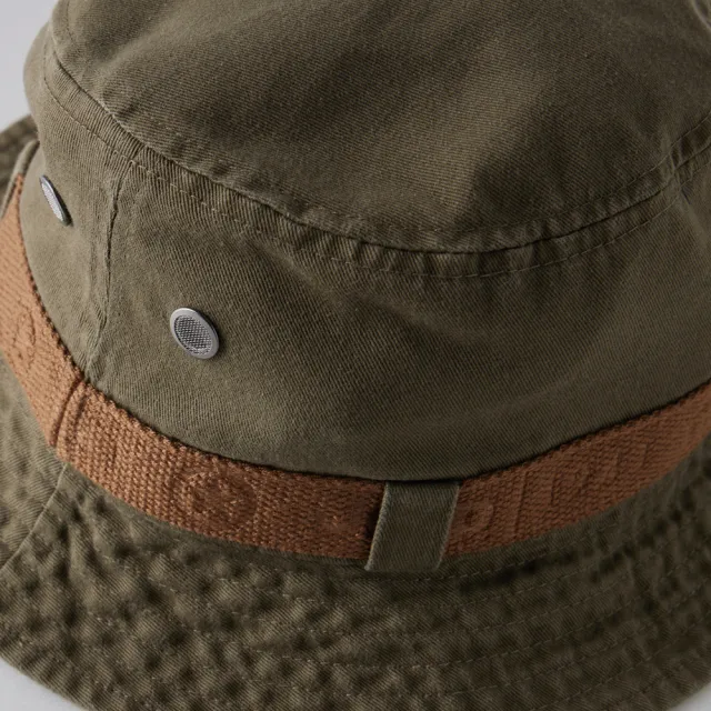 【JEEP】軍風拼接織帶LOGO漁夫帽(軍綠)