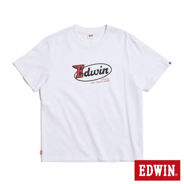 【EDWIN】男裝 超重磅LOGO短袖T恤(白色)