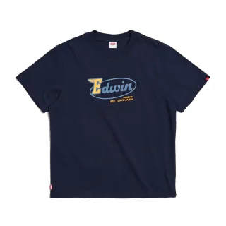 【EDWIN】男裝 超重磅LOGO短袖T恤(丈青色)