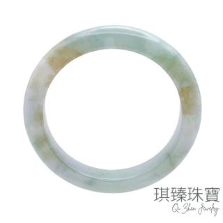 【琪臻珠寶】天然A貨翡翠糯冰種雙彩平安鐲玉鐲(17.5-18圍平安鐲 緬甸翡翠 雙彩玉鐲 母親節禮物)