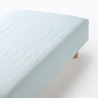 【MUJI 無印良品】棉凹凸織床包/S/藍色