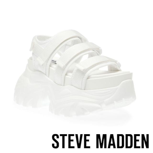 【steve madden】VOLTZER 魔鬼氈厚底休閒涼鞋(白色)