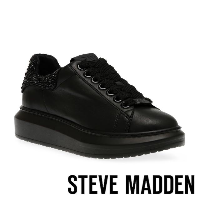 【steve madden】GAZE-R 後跟鑽面平板休閒鞋(黑色)