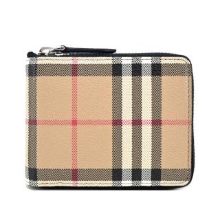 【BURBERRY 巴寶莉】DANIEL經典格紋拉鍊零錢短夾(卡其)