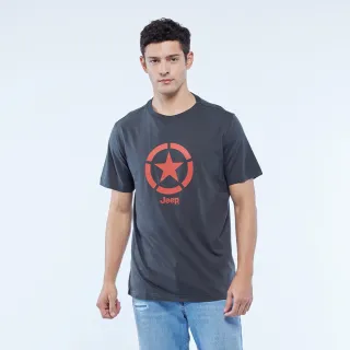 【JEEP】男裝 品牌LOGO星星圖騰短袖T恤(深灰)