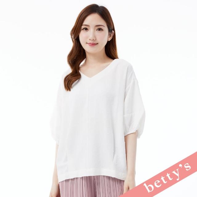 【betty’s 貝蒂思】刷破花花V領泡泡袖上衣(白色)