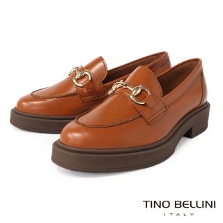 【TINO BELLINI 貝里尼】義大利進口牛皮馬銜釦厚底樂福鞋FZLO004A(棕)