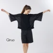 【Qiruo 奇若名品】春夏專櫃黑色雪紡上衣3065A  七分水袖寬版(黑)