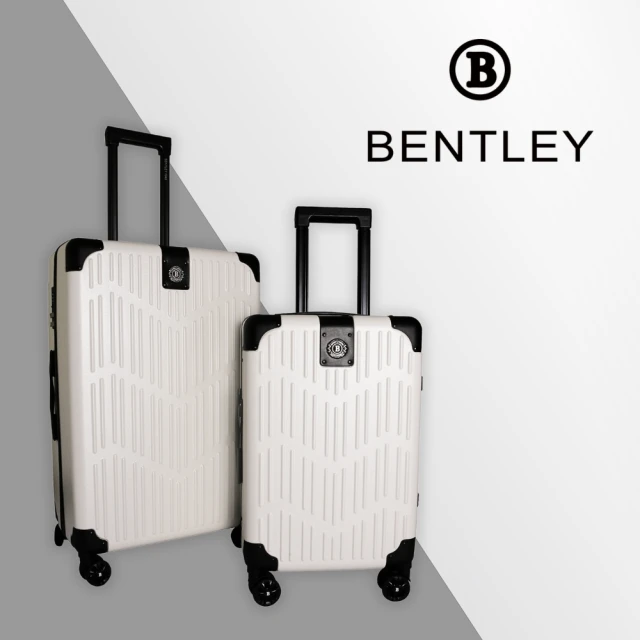 Bentley 賓利 26吋+20吋 PC+ABS 輕量家徽行李箱 二件組-象牙白
